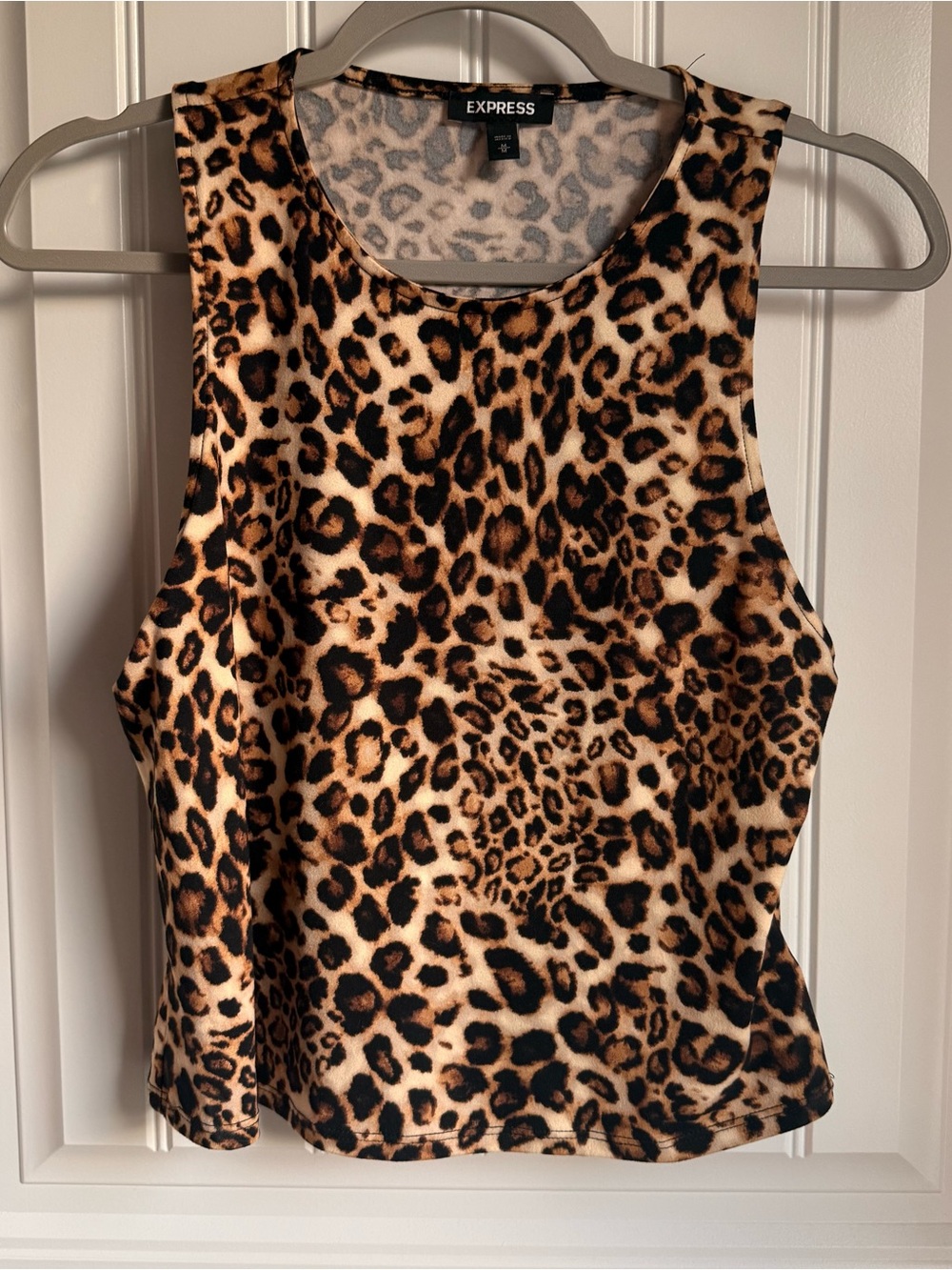 express | leopard crop tank